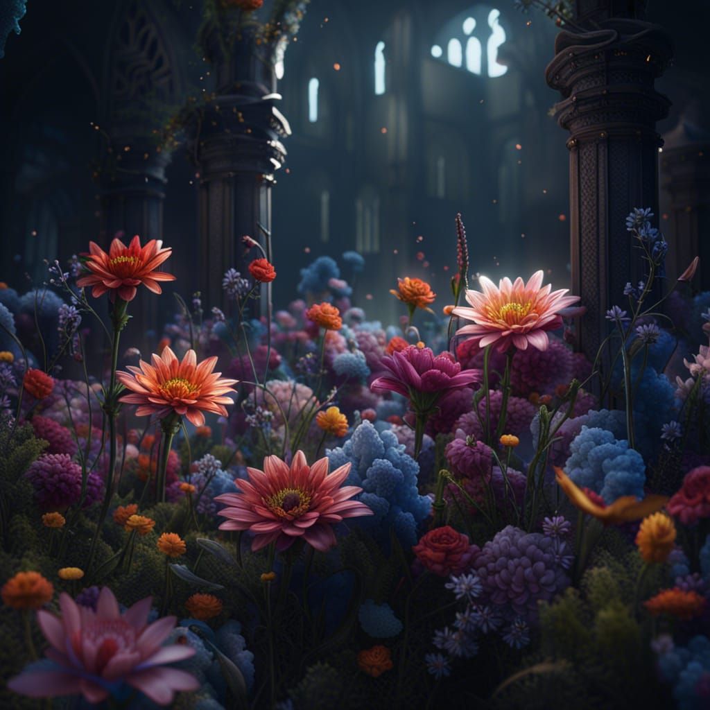 Fantastical Flowers in Detailed Digital Painting