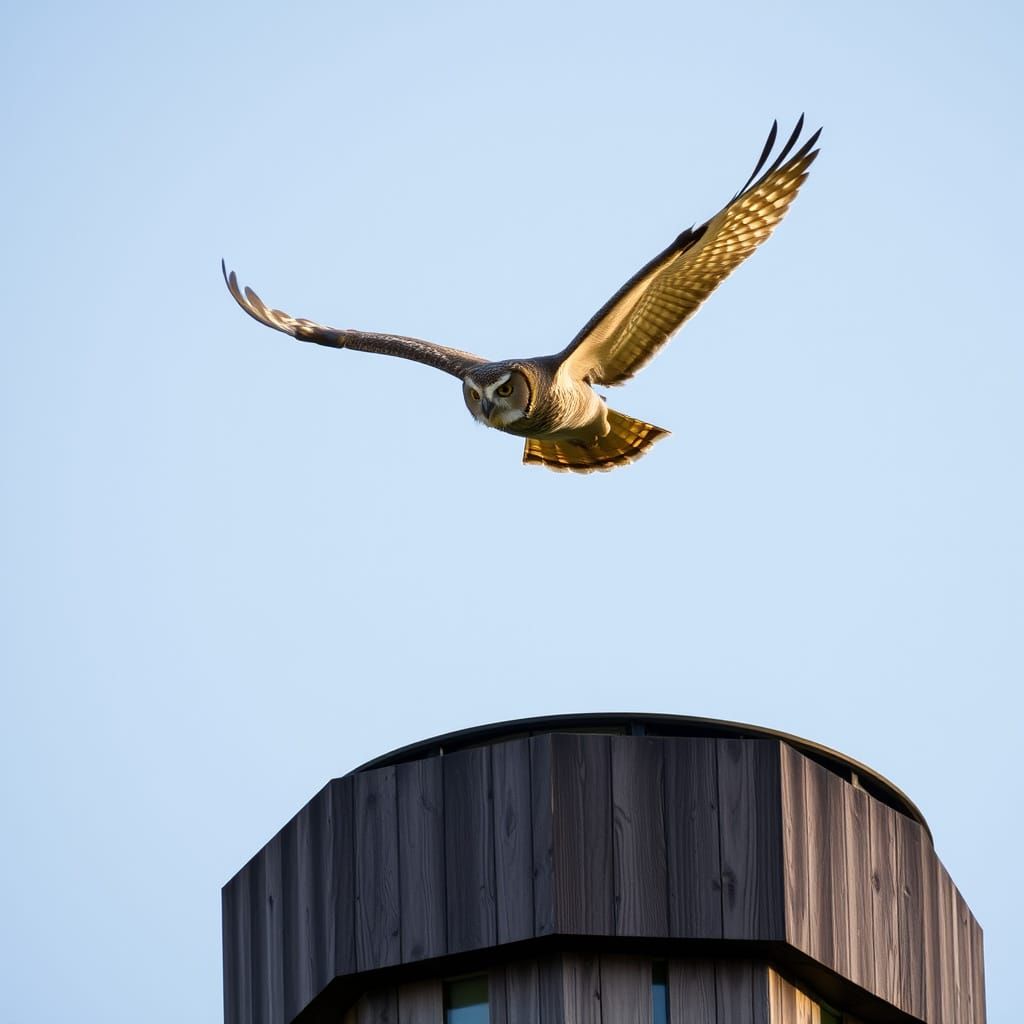 Great Horned Owl with Multi-Beak Tower Flight