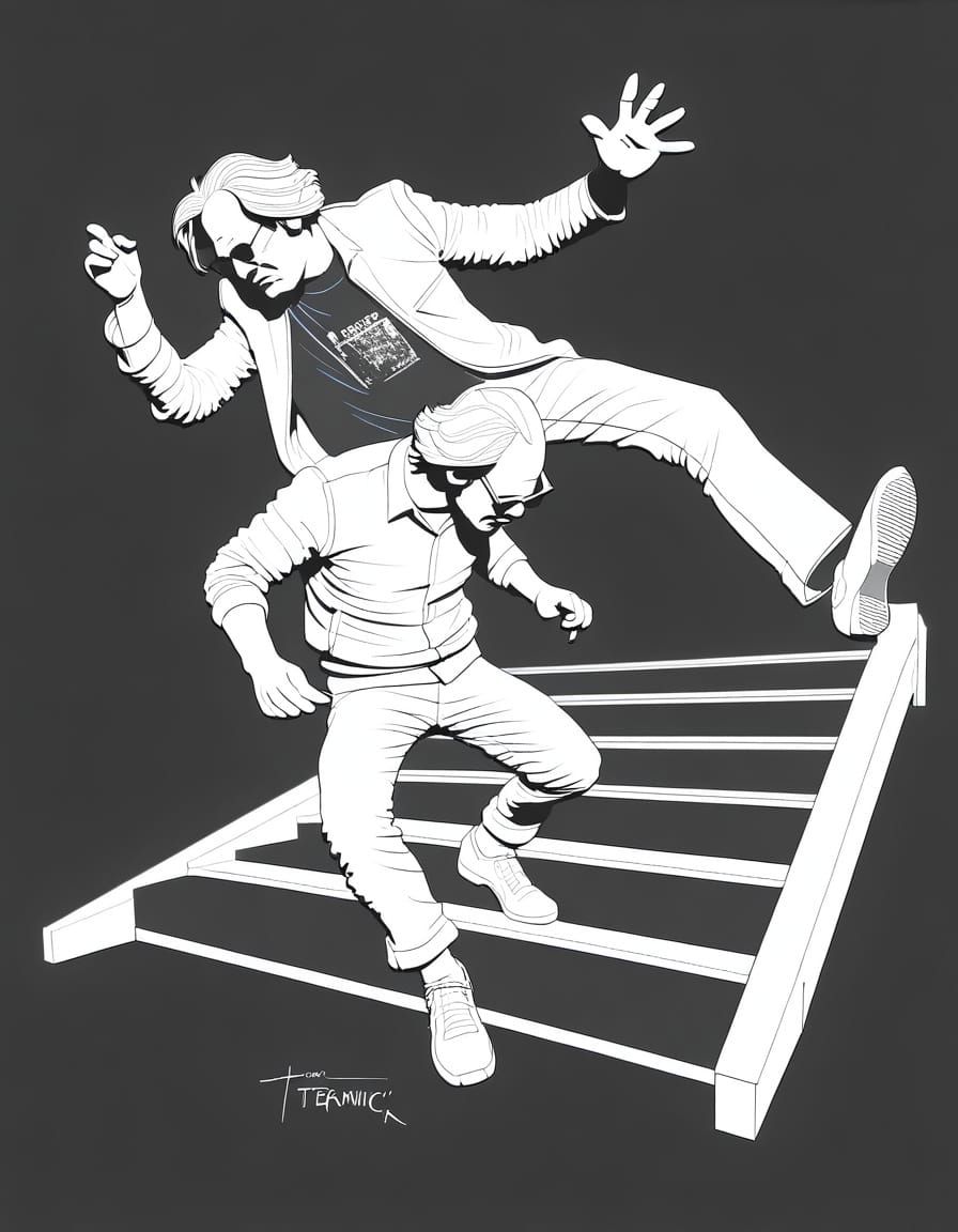 Sci-Fi Ascent with Geometric Neon Accents