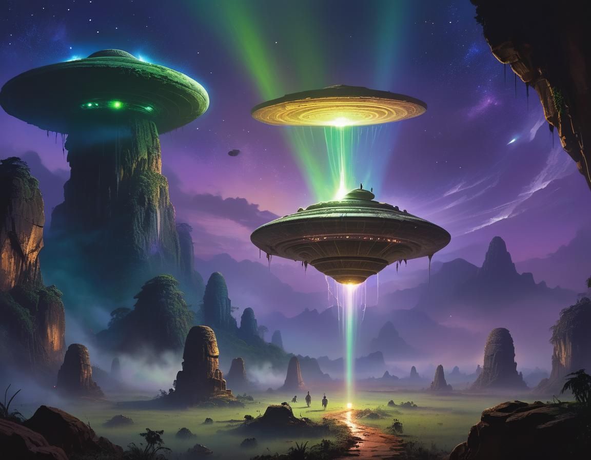 alien spacecraft landing on the plain of jars Laos