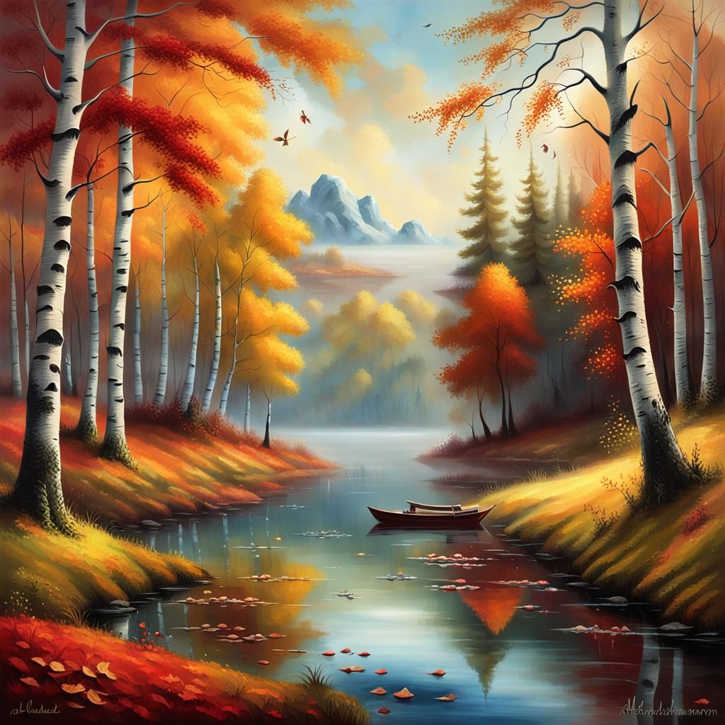 Autumn Landscape Painting Inspired by Romanticism