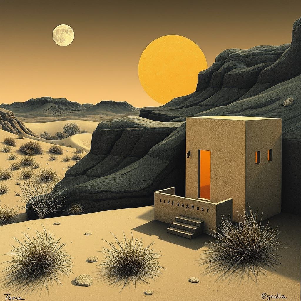 Desert Life in the Style of Georges Braque