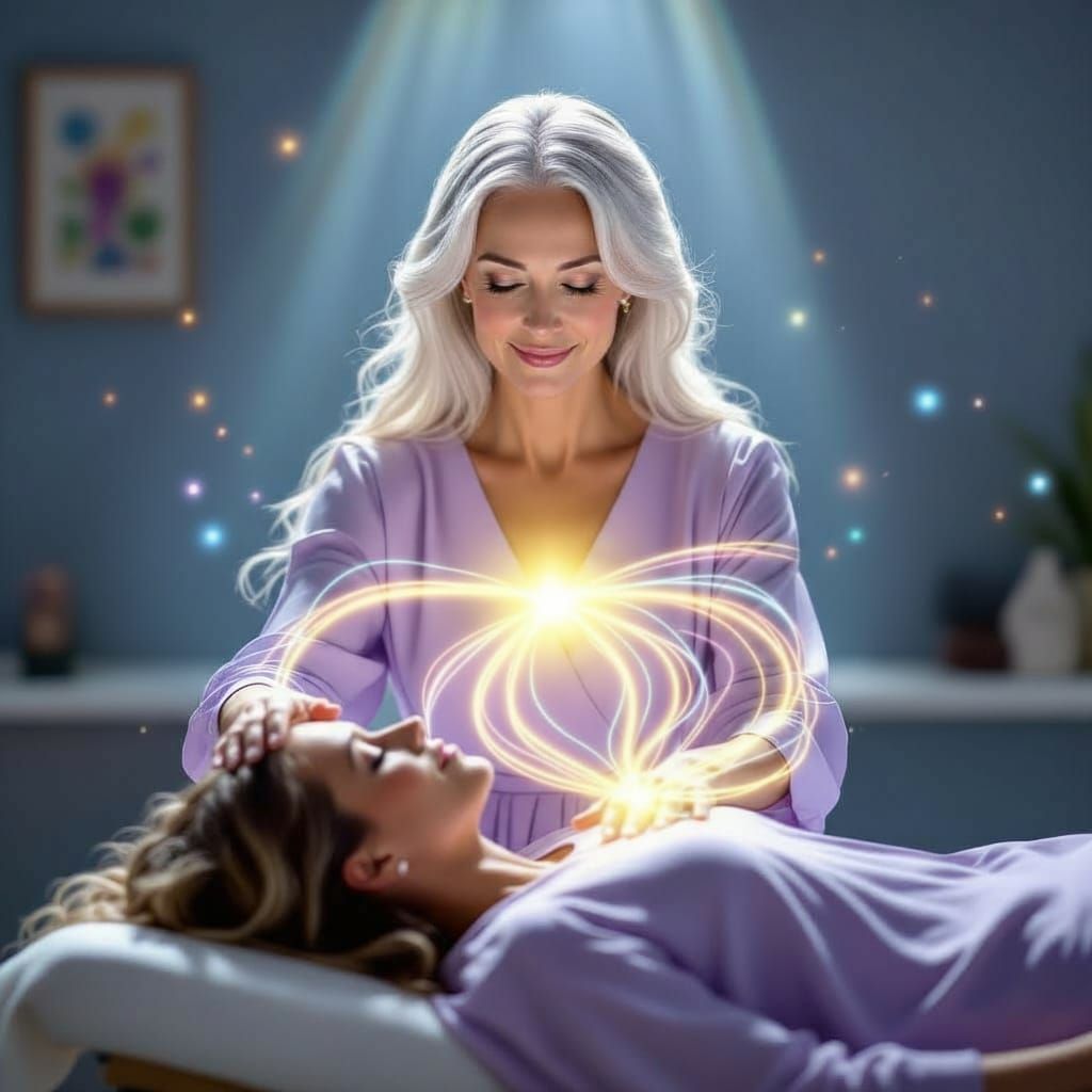 Chiropractor Healing Patient with Glowing Energy