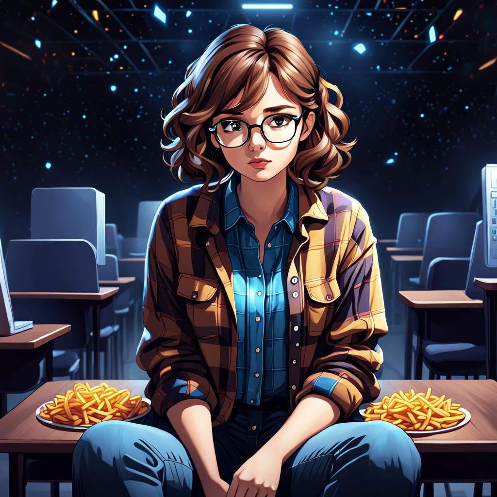 Girl Among Growing Fries: Pablo Amaringo Style