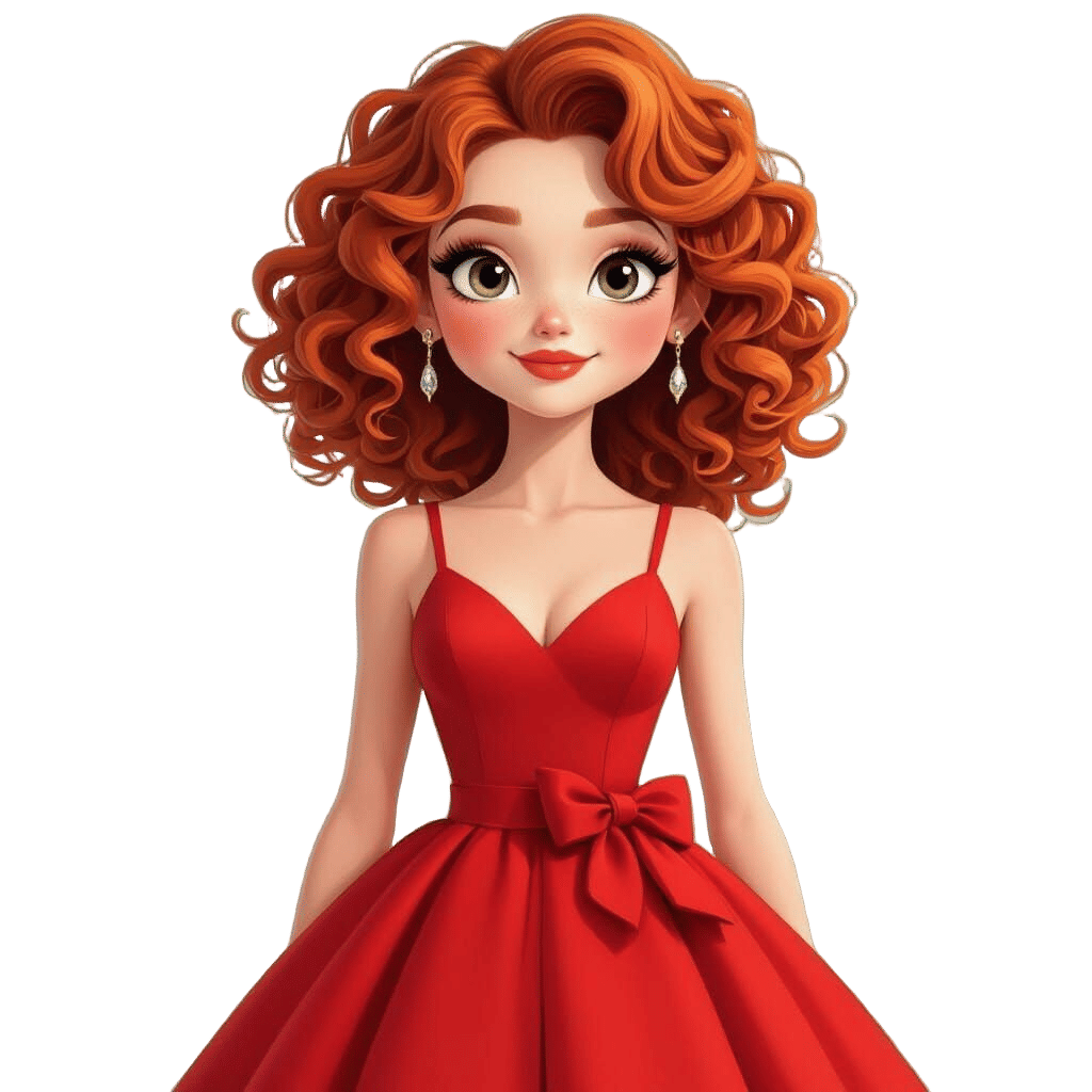 Animated 3D Portrait of Teenager in Red Dress