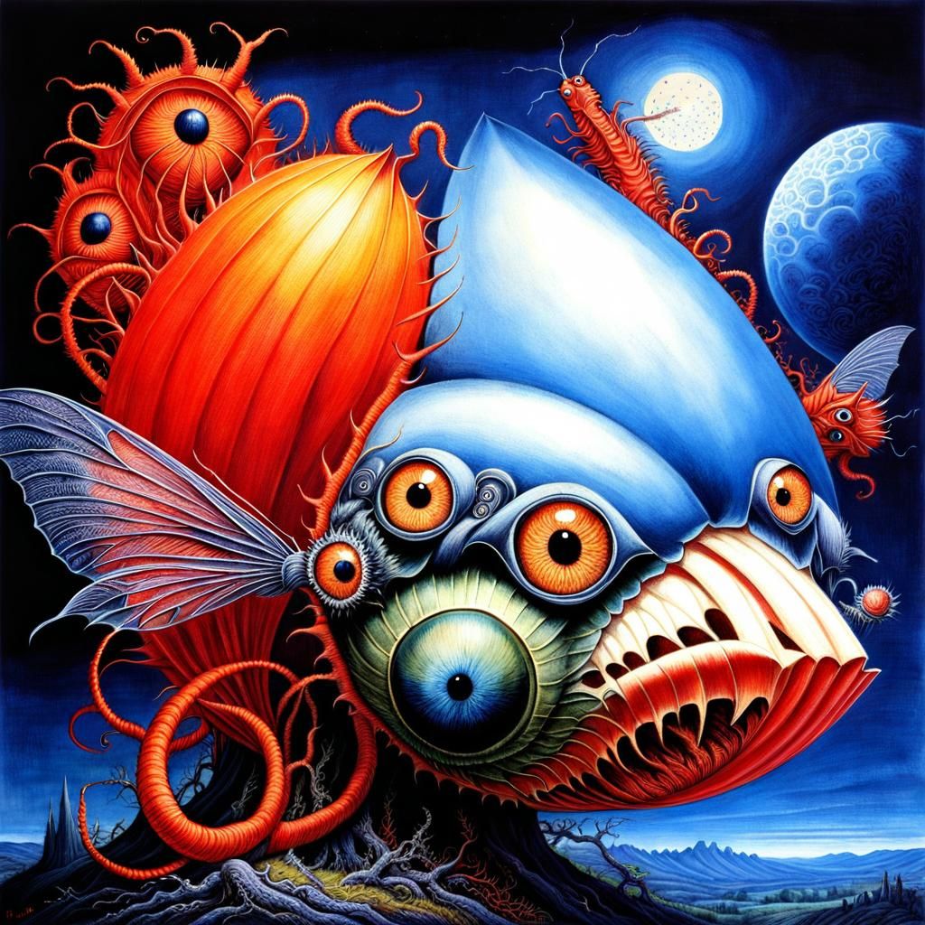 Surreal Insectoid Landscape Inspired by Dore and Dürer