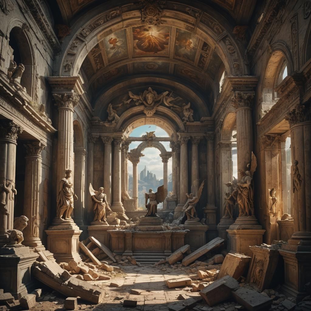 Ruins of Roman Room with Renaissance Sculpture