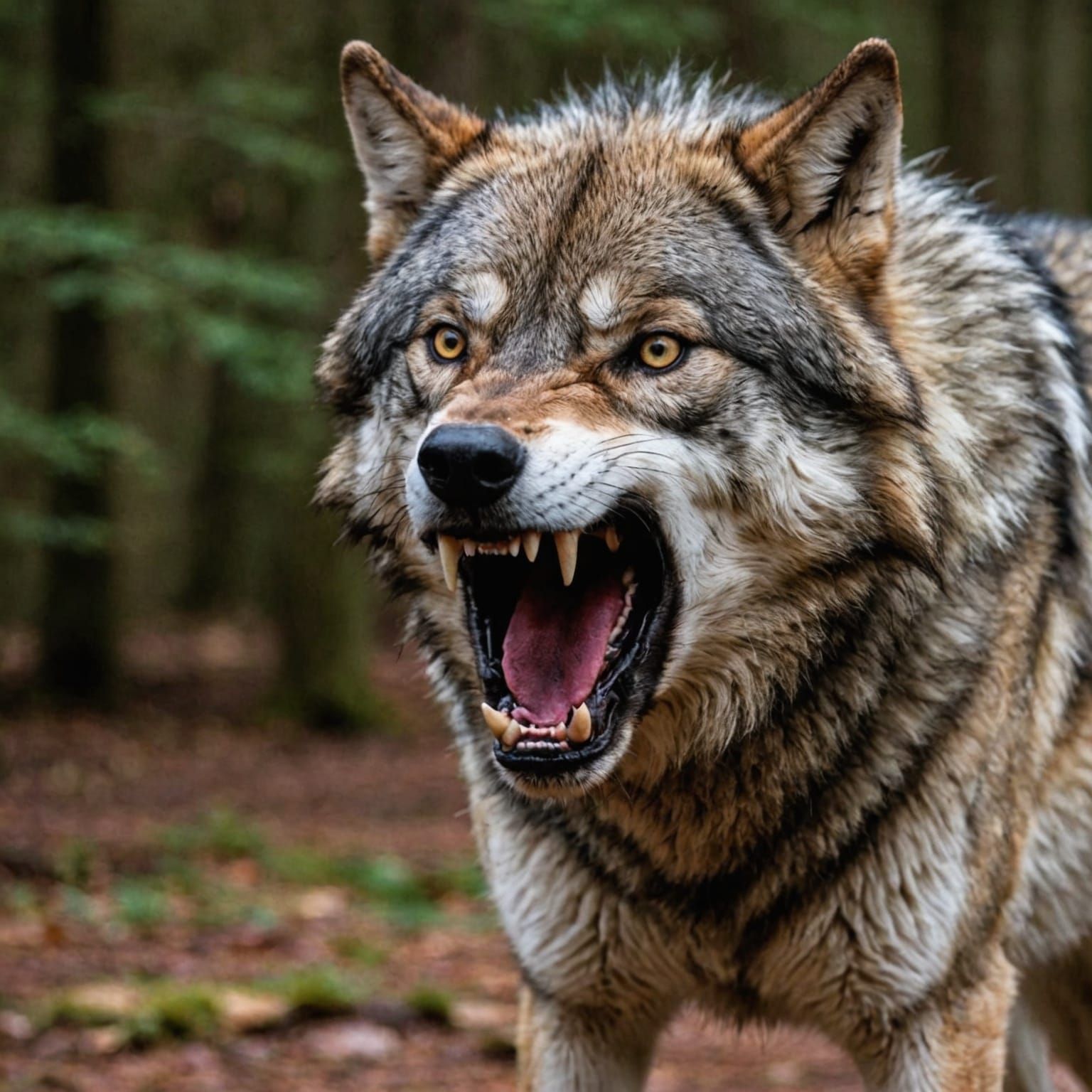 Snarling Wolf: An Intense Wildlife Portrait