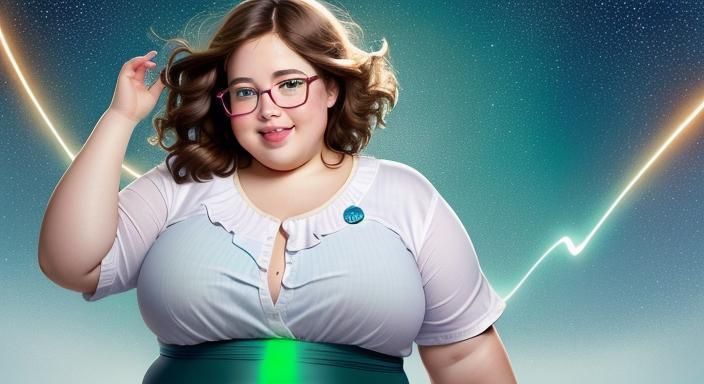 Chubby Woman's Photographic Portrait with Bokeh