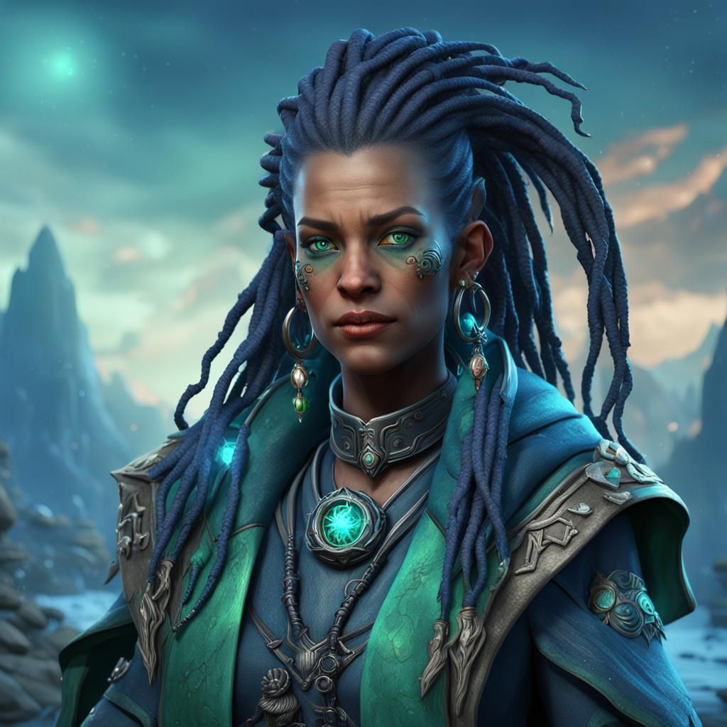 Triton Rogue Warlock Portrait in Fantasy Concept Art