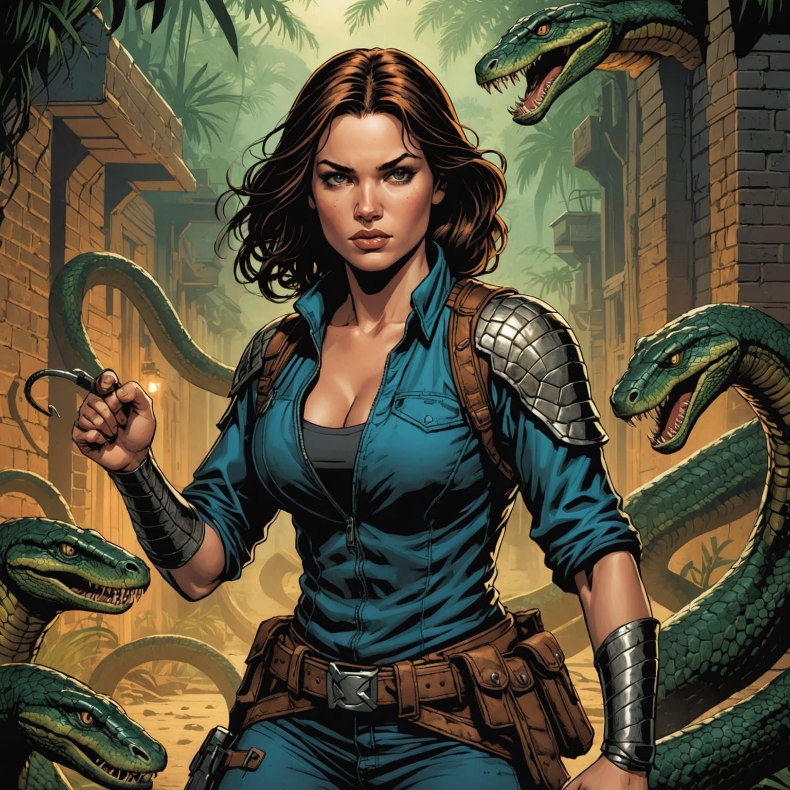 Young Snake-bodied Warrior in Comic Book Style