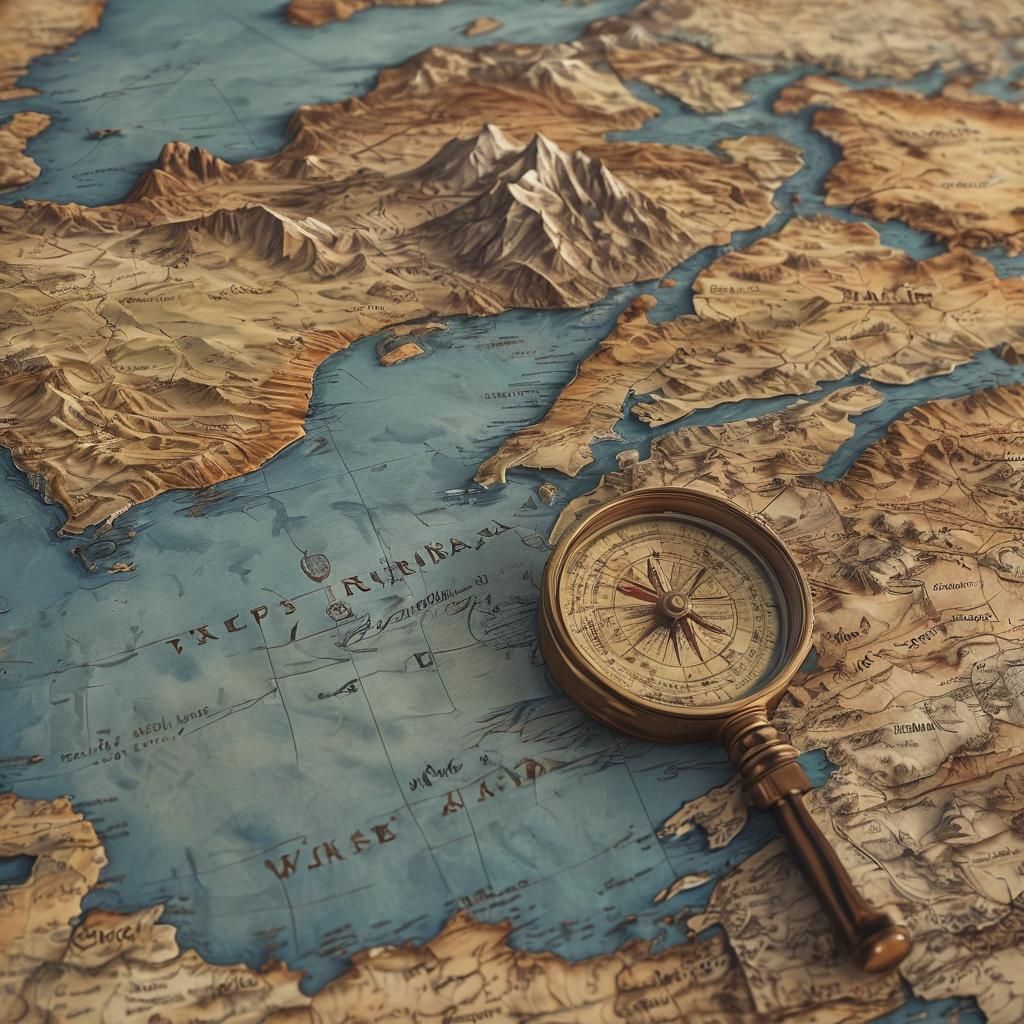 Detailed World Map in Earth Tones: Fantasy Concept Art