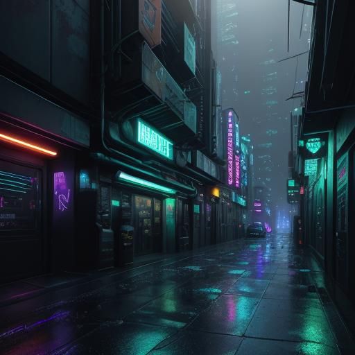 Cyberpunk Energy Blast in Neon-Lit City Alley
