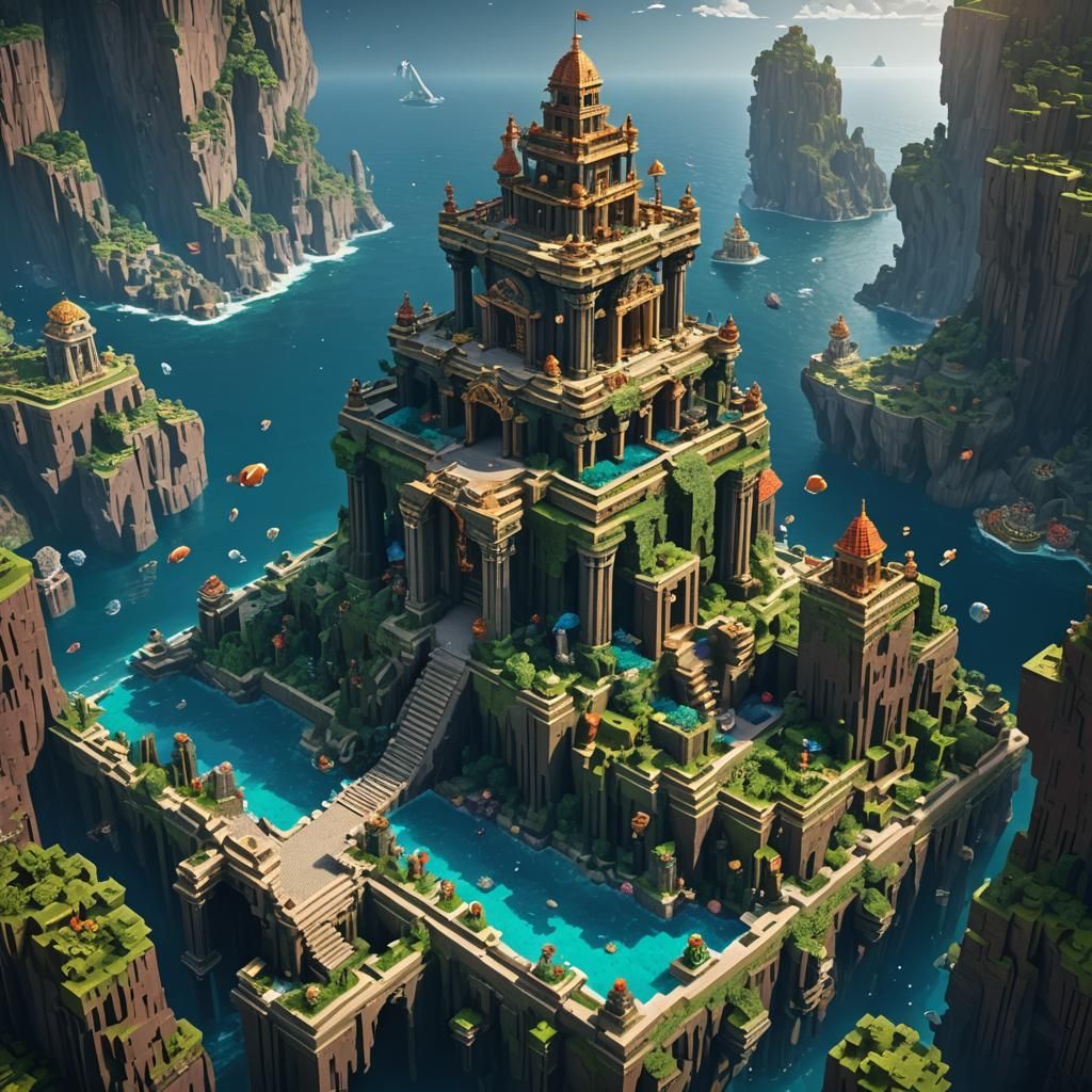 Minecraft Ocean Monument in Detailed Matte Painting