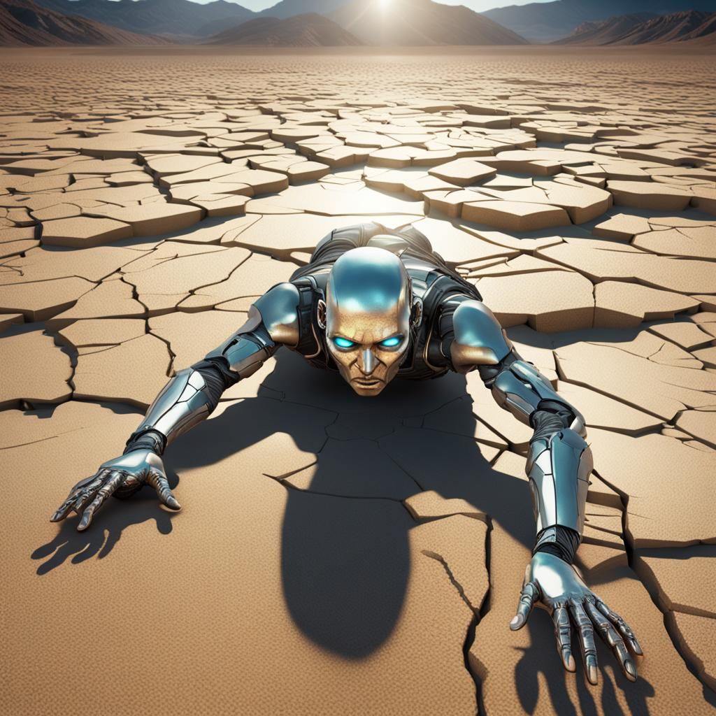 Cyborg Emerges from Desert Floor