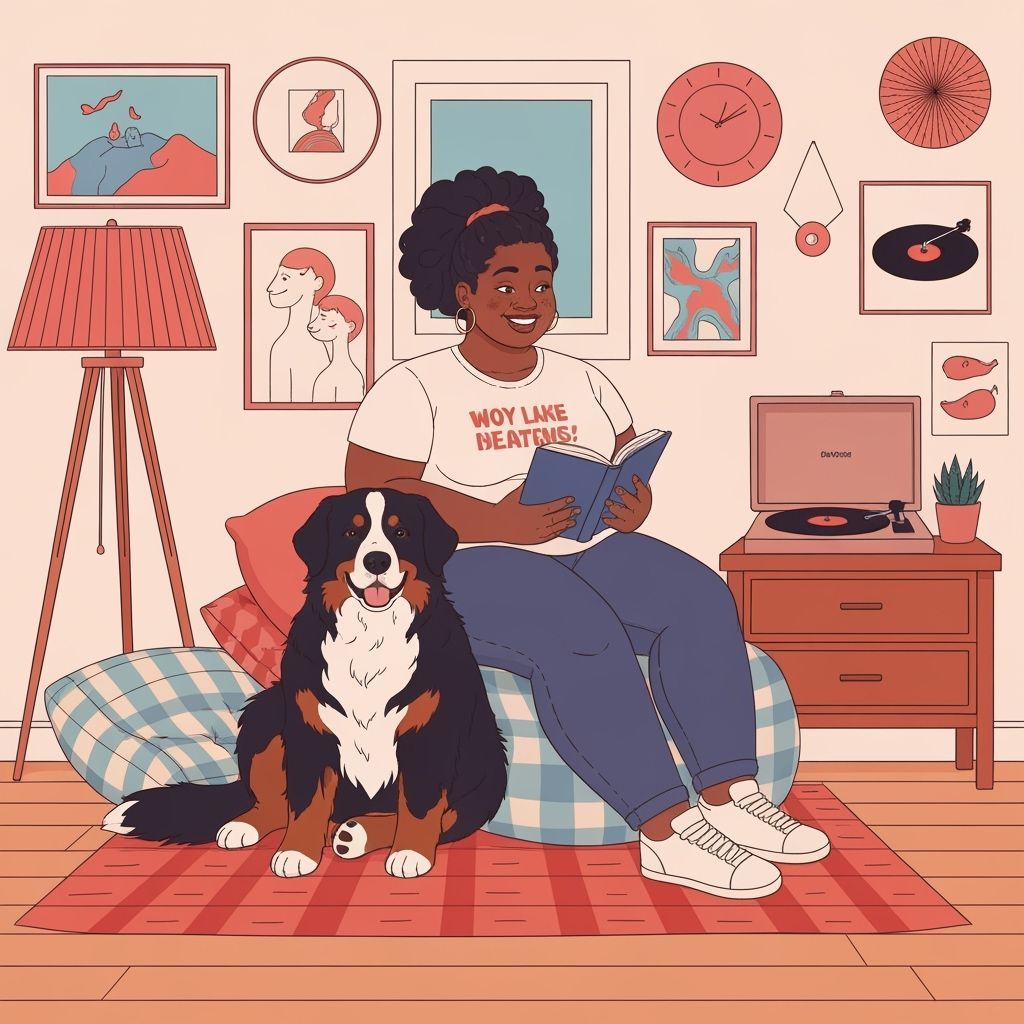 Cozy Reading Session with Dog and Music