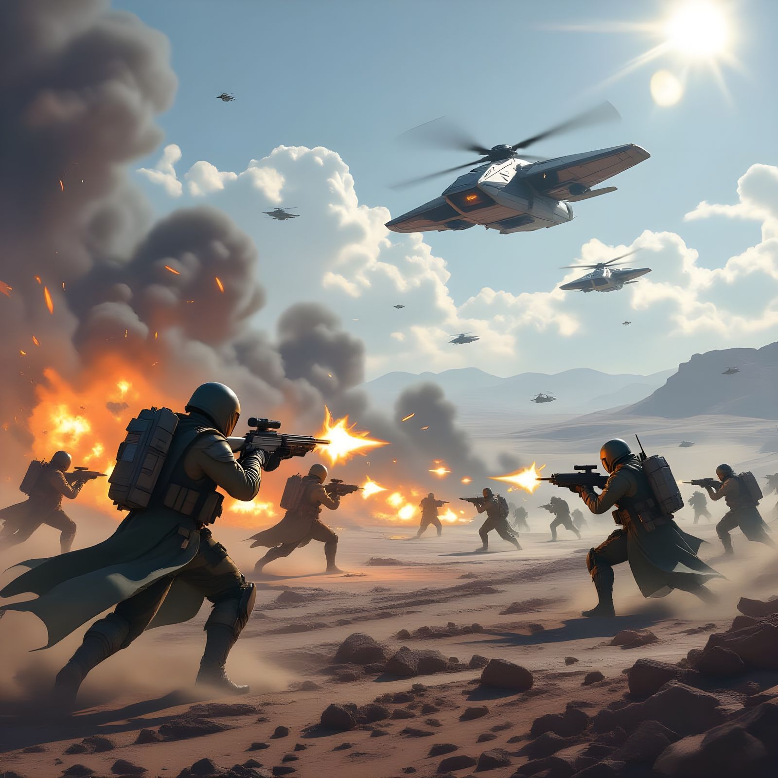 Futuristic Armies Battle in 2080 Concept Art