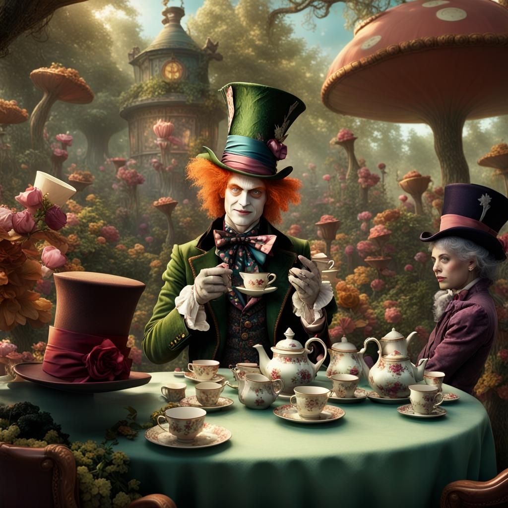 Fantastical Mad Hatter's Tea Party: Digital Art