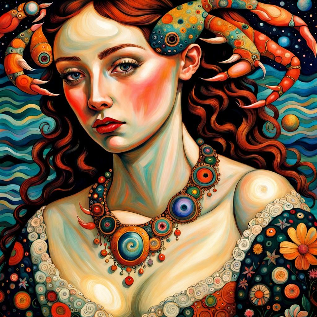 Celestial Crab in Bohemian Mystical Style