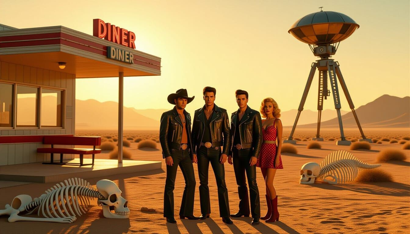 Desert Diner with Icons and War Tripod