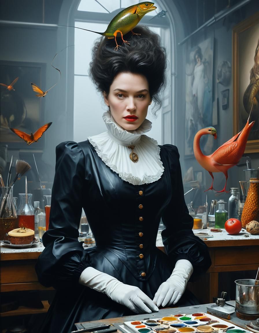 Surreal Galaxy Portrait in Hyperrealistic Style