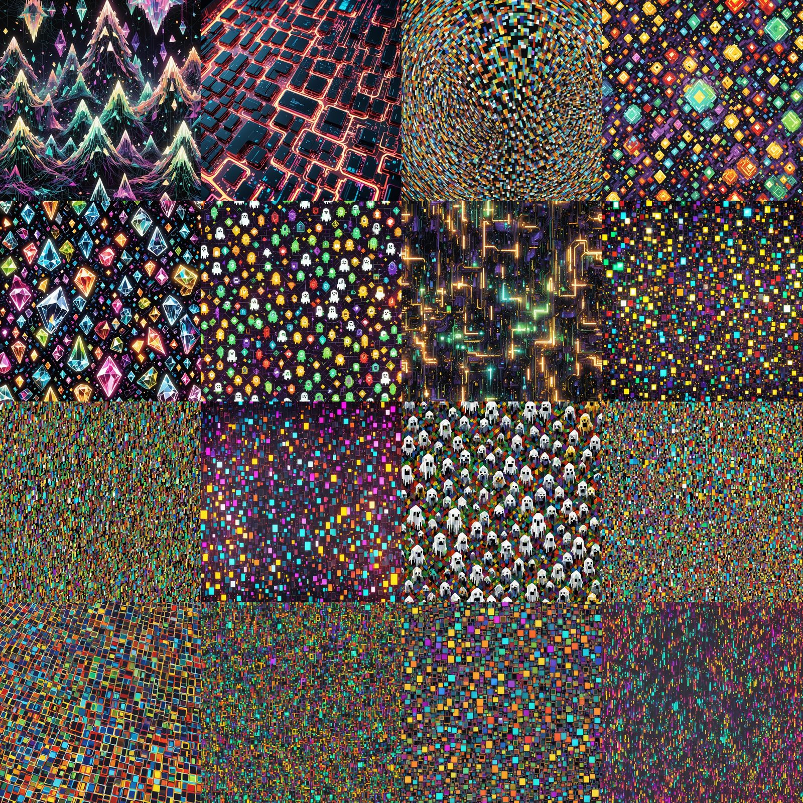 Systematic Pixel Art: Energy Field with Repeating Colors