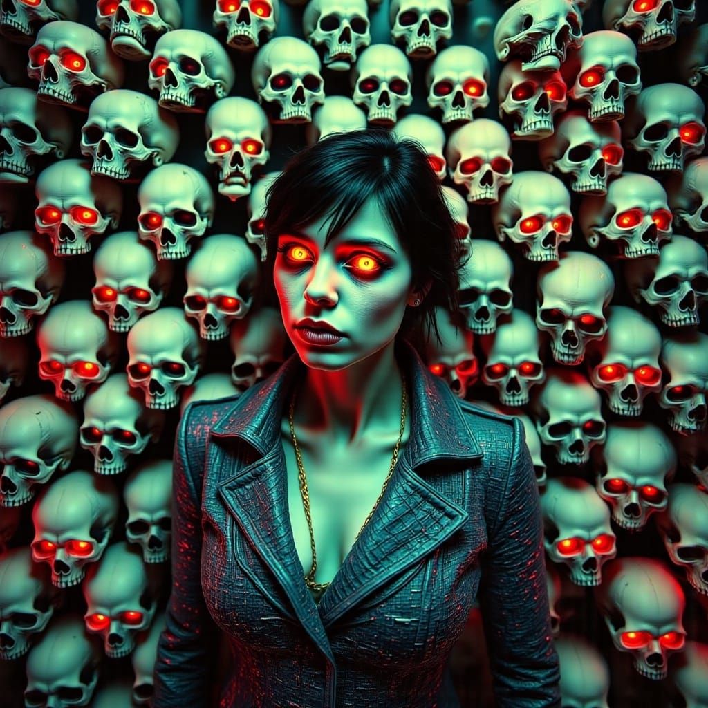 Cyberpunk Detective Investigates Crime Scene with Anodized T...