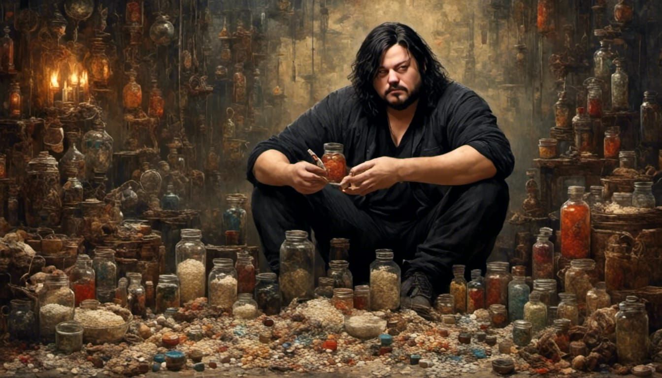 Retro Rockabilly Scene: Person Smoking with Pills