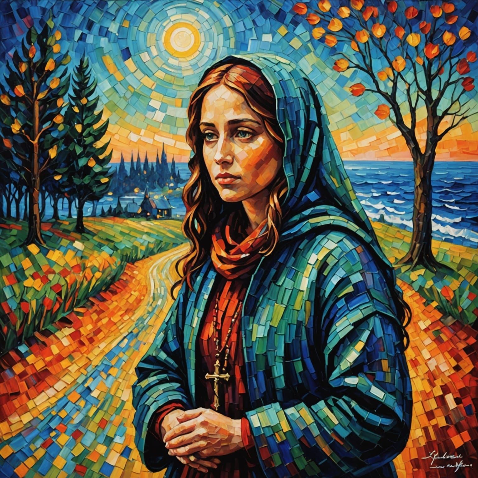 Expressionist Oil Painting of Solitude and Haunting Memories