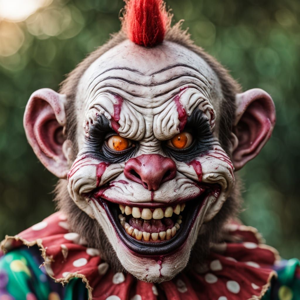 Maniacal Zombie Monkey Clown Hillbilly Portrait