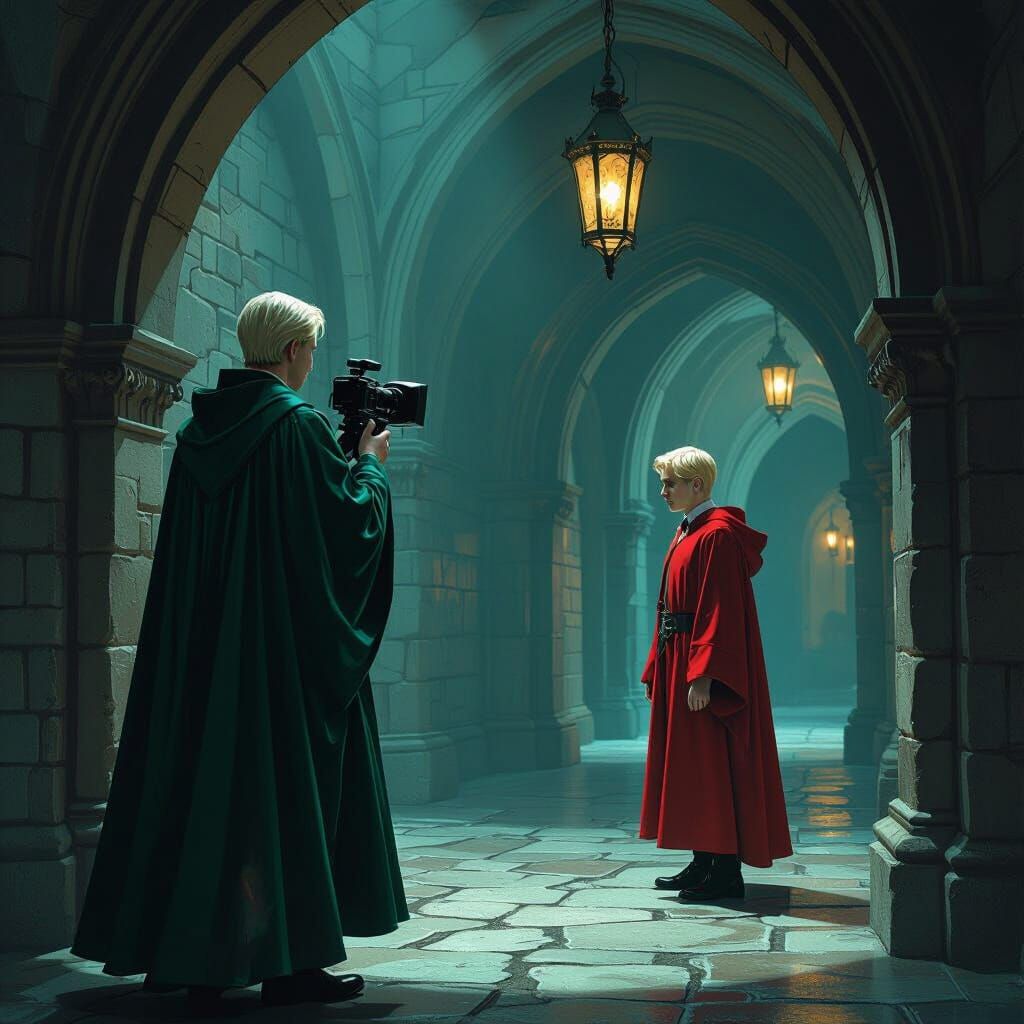 Draco Malfoy's Trap: Cinematic Hogwarts Scene