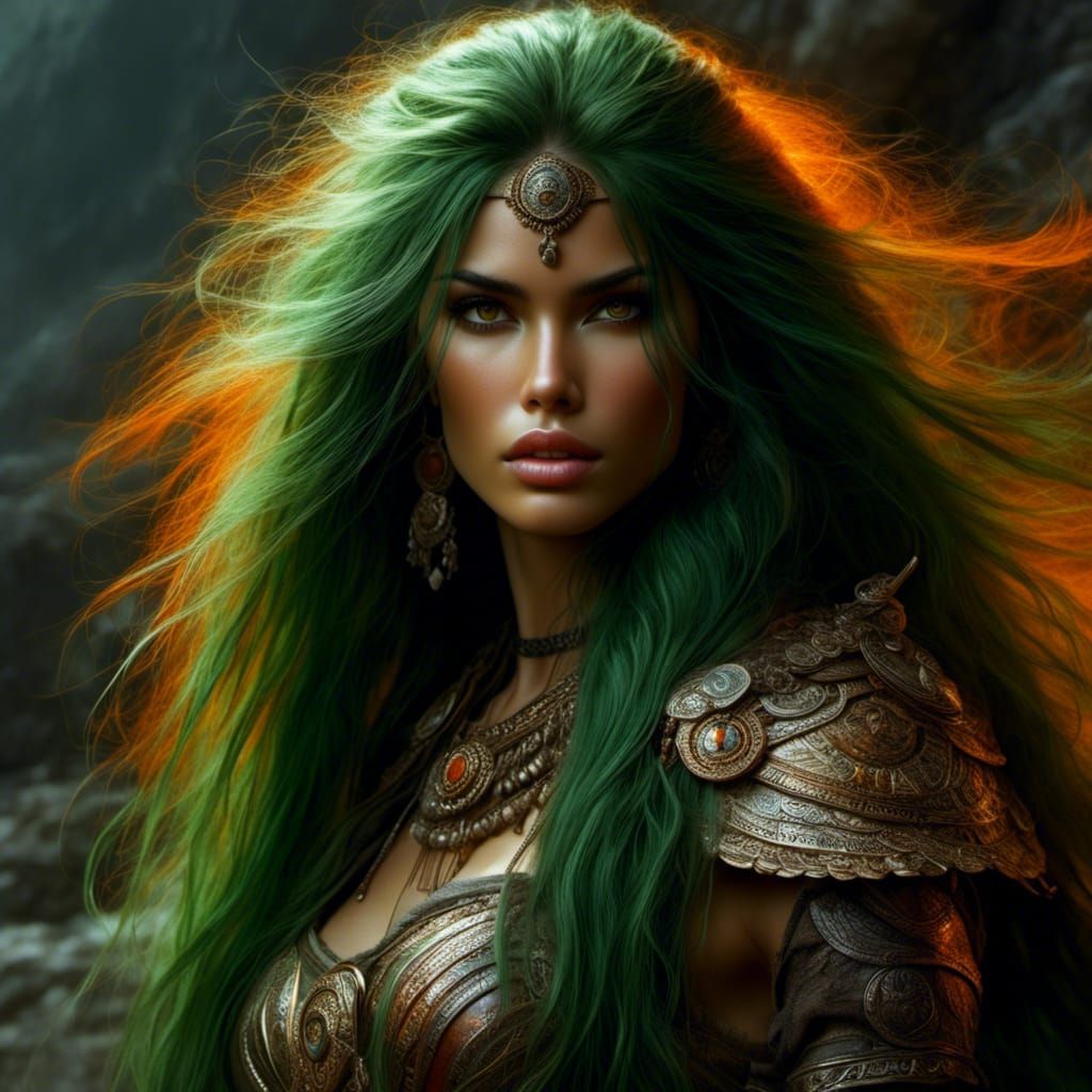 Martian Barbarian Woman Portrait in Hyperreal Style