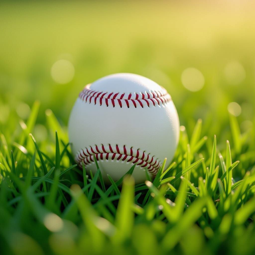Hyperrealistic Wiffle Ball on Green Grass