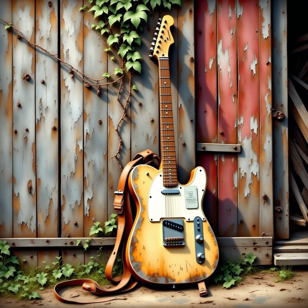 Weathered Telecaster Leans Against Vintage Tennessee Barn