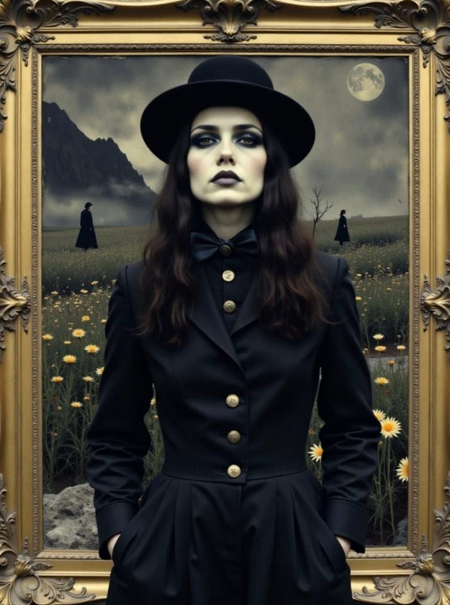 Gothic Man in Gilded Frame, Atmospheric Collage