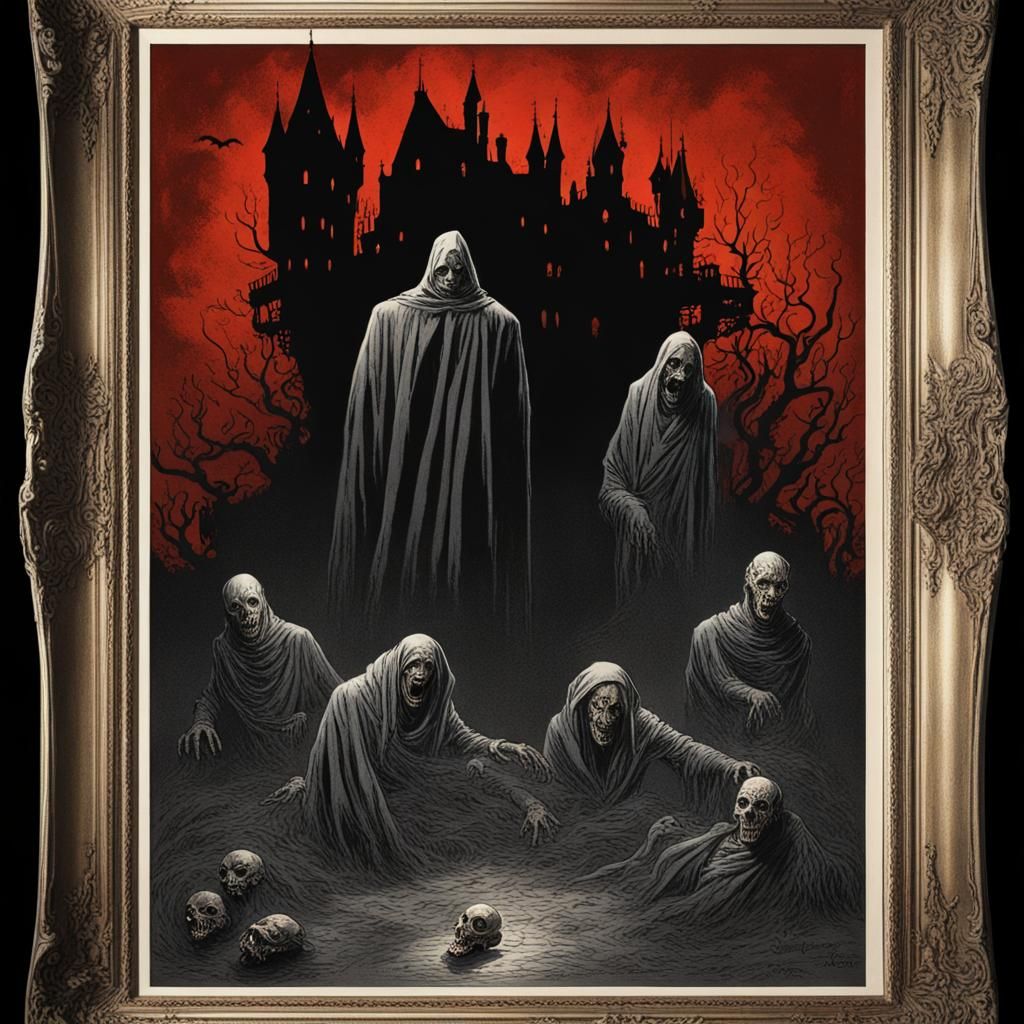 Dramatic Horror Movie Poster in Doré Style