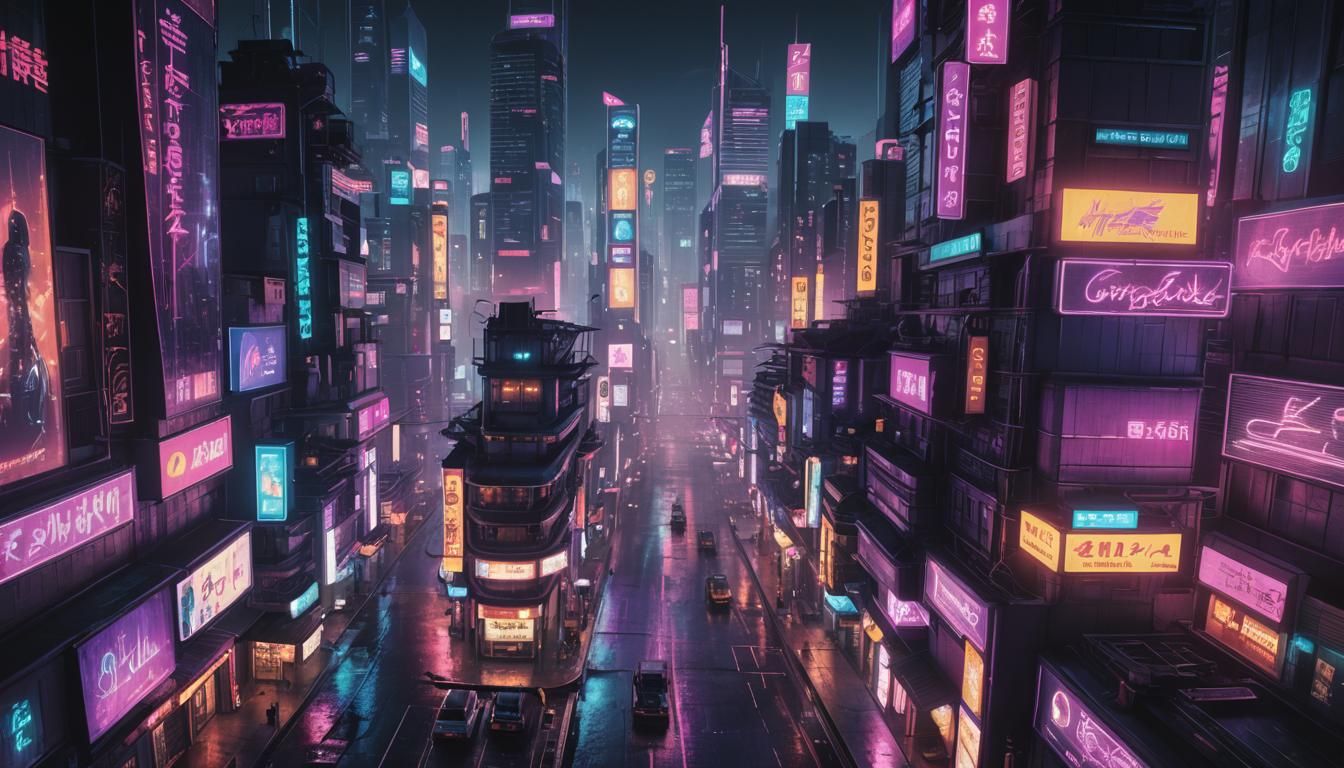 Vibrant Cyberpunk Cityscape at Night in 8K