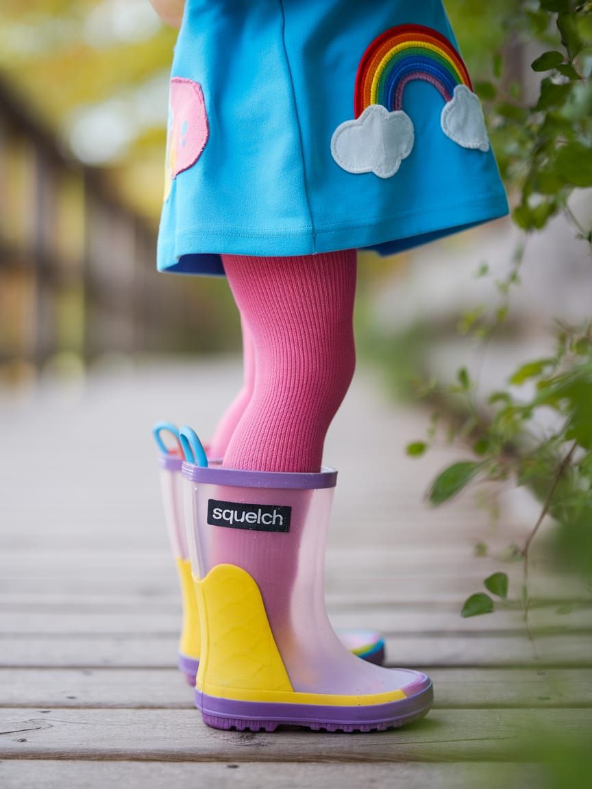 Vibrant Child's Footwear in Whimsical Woodland Setting