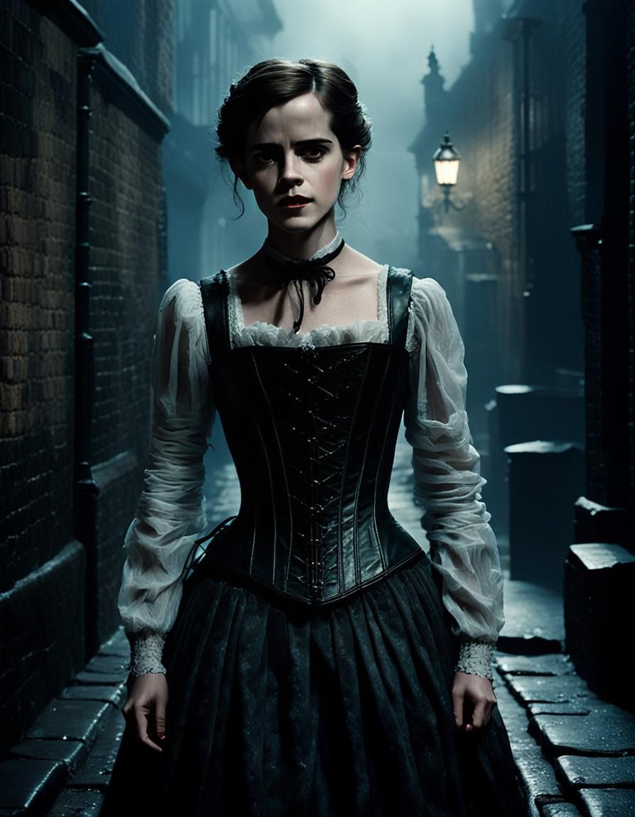 Mina Harker in Victorian London Alleyway
