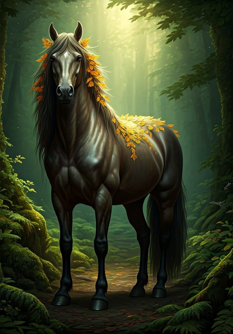 Mystical Centaur in Enchanted Forest, Fairytale Art
