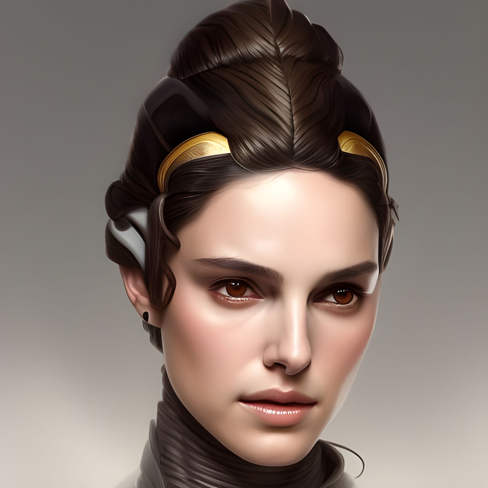 Padme Amidala Portrait in Hyperdetailed Art Nouveau Style