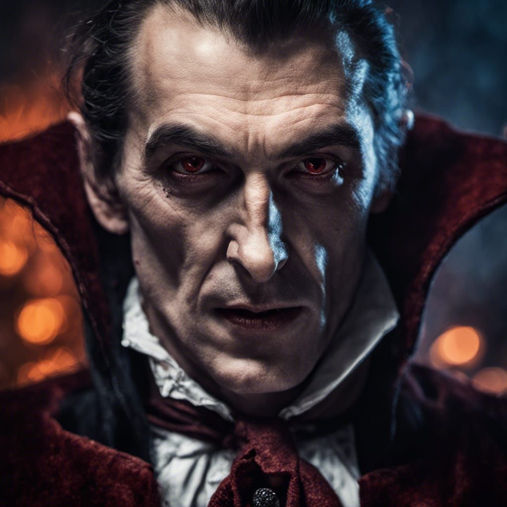 Dracula Portrait in Dramatic Horror Style