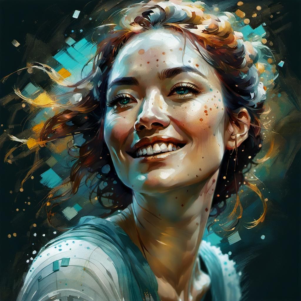 Girl with Freckles: A Digital Pointillism Portrait