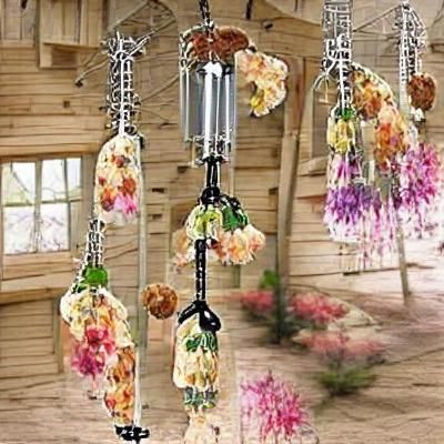 Floral Chandelier with Wind Chimes