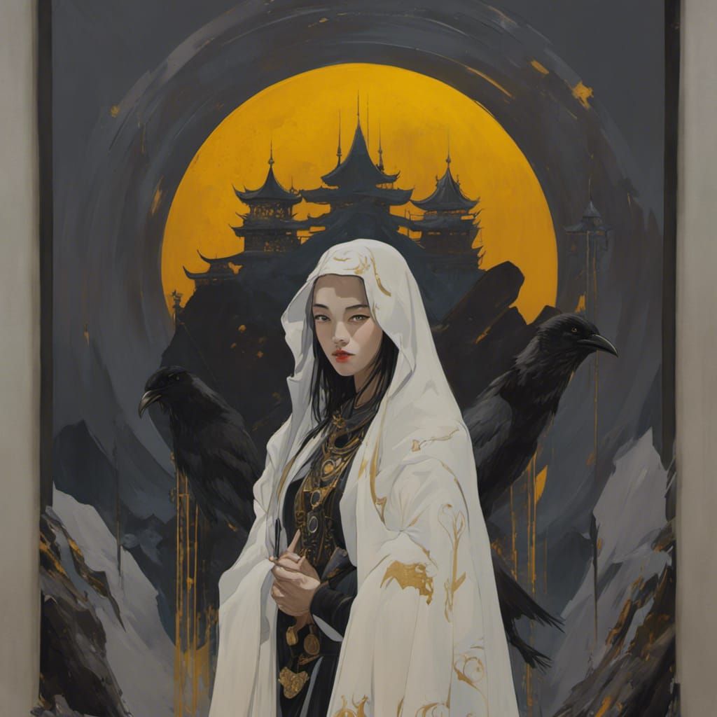 Raven Priestess on Mountain, Volumetric Lighting