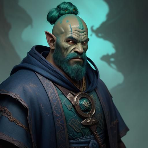 Friendly Orc Monk in Detailed Matte Painting