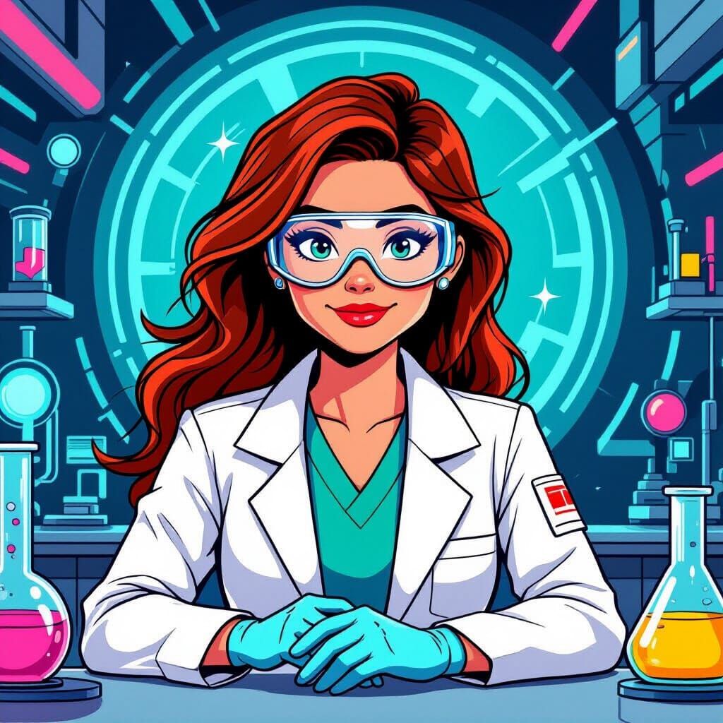 Female Scientist Inspired by Cartoon Animation Styles