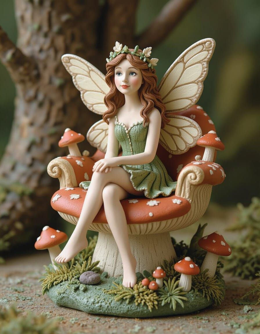 Earthy Clay Sculpture of a Forest Fairy