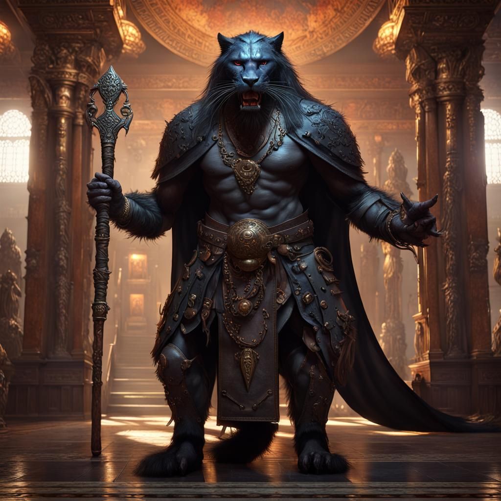 Panther Humanoid Hybrid in Dark Fantasy Concept Art