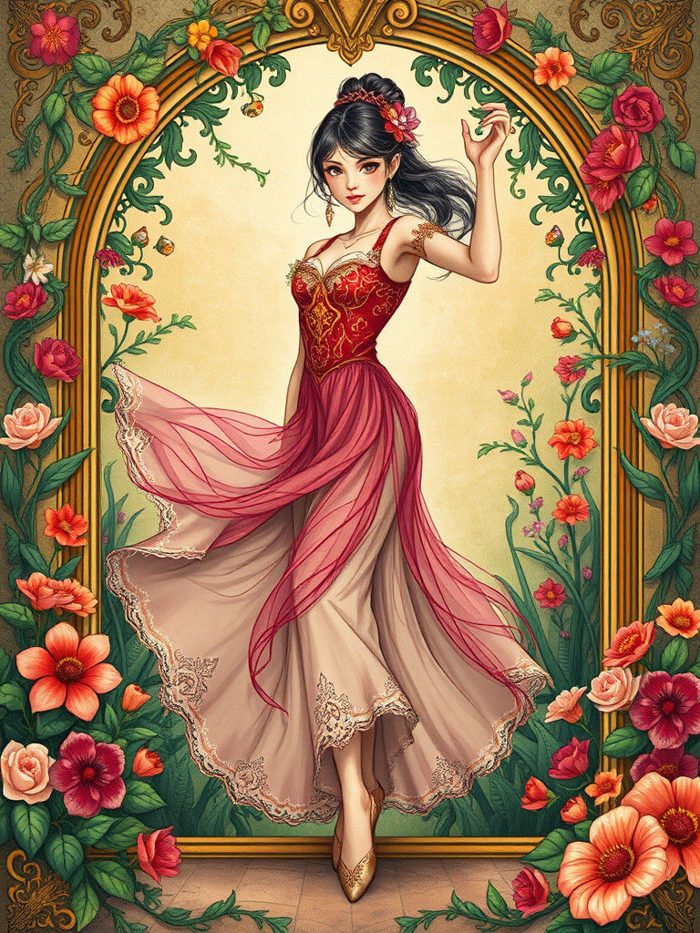 Elegant Dancer in Art Nouveau Style
